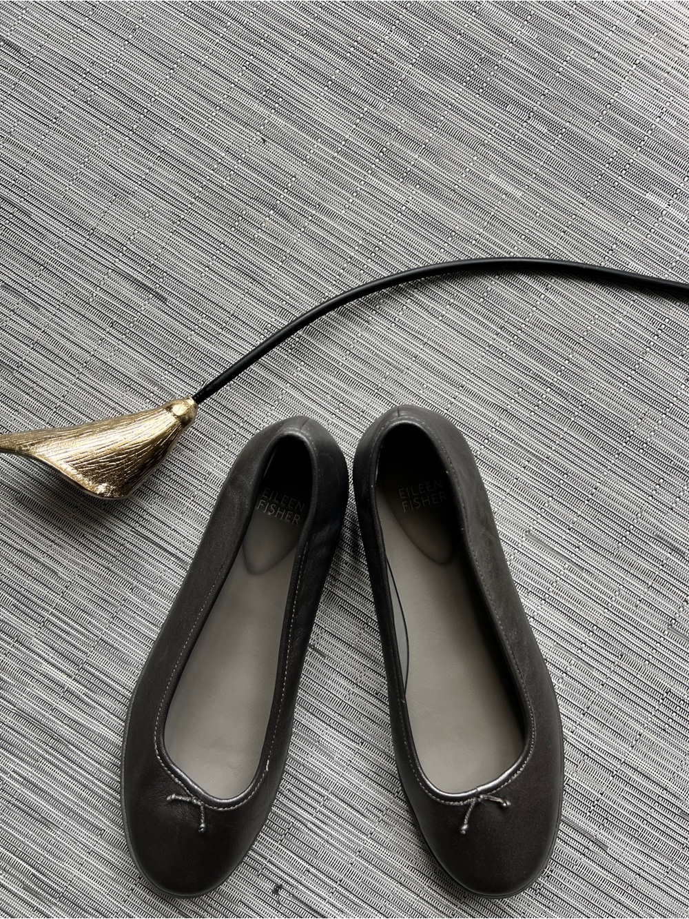 Eileen Fisher Dk Silver Pearl Leather Glee Shoe Sz 7.5B